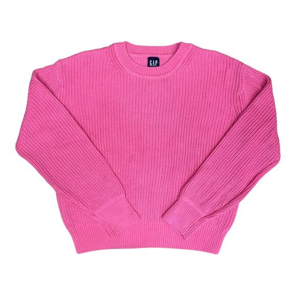 Gap Women's Soft Woven Fabric Pull-On Relaxed Fit Crewneck Sweater - Pink - Picture 1 of 2